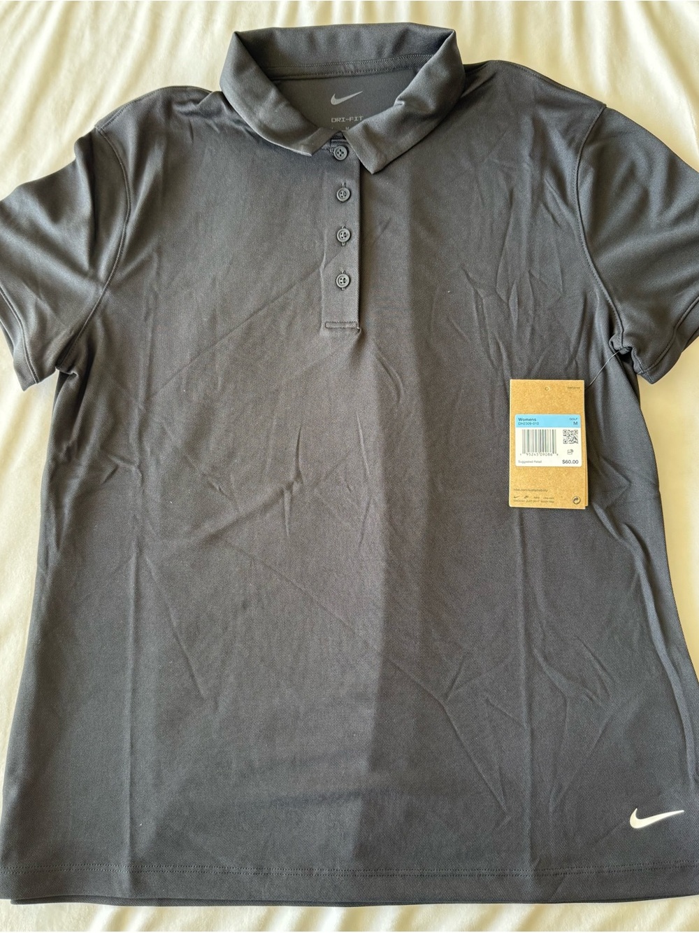 Nike polo shirt women’s med black dri-fit golf athletic stretch